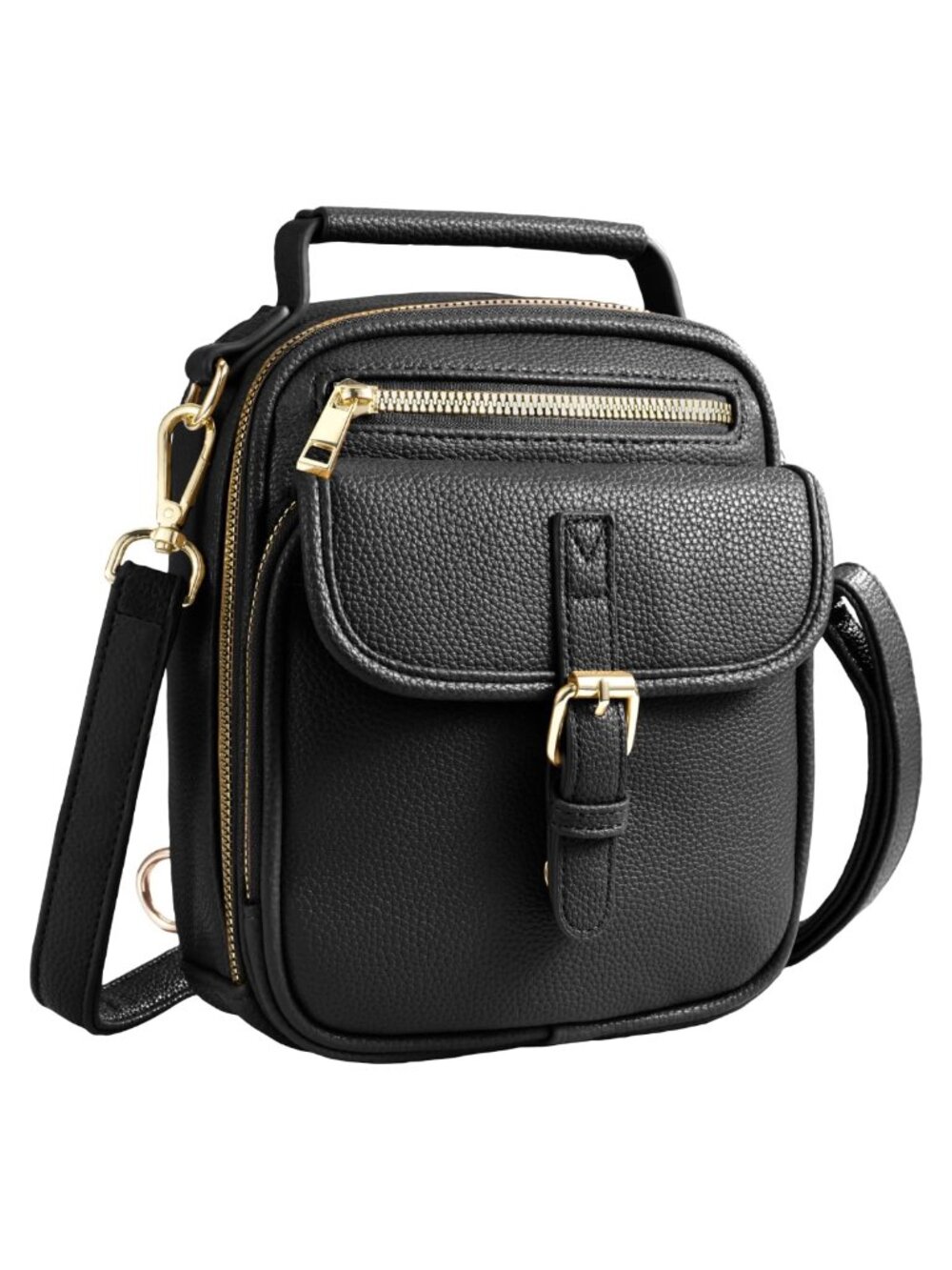 Vegan Leather Crossbody Bag with 2 Straps Anti Theft RFID Messenger Small